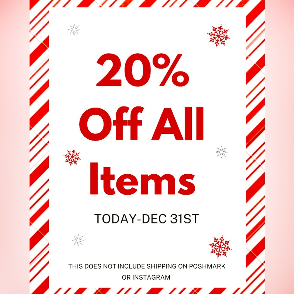 20% off sale on all items today-dec 31st!
